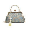 Embroidered Cheongsam-Style Shoulder Bag Retro Small Square Evening Clutch for Wedding Party