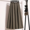 Plus Size High-Waisted Pleated A-Line Wrap Skirt, Elegant Autumn Casual for Women