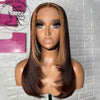 Chocolate Brown 13x6 Layered Straight Lace Front Wig - HD Transparent Swiss Lace, Glueless Synthetic Hair for Women