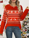 Plus Size Christmas Reindeer Print Sweater - Long Sleeve Festive Pullover for Women