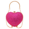 Heart Rhinestone Crystal Clutch - Diamond Inlay Mini Evening & Wedding Bag with Chain Strap
