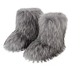 Women's Mid-Calf Faux Fox Fur Snow Boots, Plush Warm Slip-On Furry Winter Boots