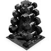 Rubber Coated Hex Dumbbell Set with Storage Rack — 100 lb (45 kg), 150 lb (68 kg) or 200 lb (91 kg) Home Gym Weights
