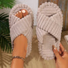 Women's Winter Plush Corduroy Slip-On Thick-Soled Indoor/Outdoor Cotton Slippers