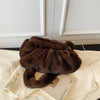 Pleated Faux Fur Cloud Bag – Shell Evening Clutch & Crossbody Handbag for Women