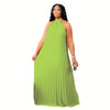 Plus Size Halter Bandage Sleeveless Maxi Dress – Hollow-Out Split A-Line Evening Gown