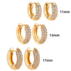 3-Pair CZ Huggie Hoop Earrings for Women - Small Gold Hoops 11/13/17mm | Cartilage & Lobe Gift
