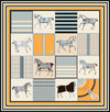90 x 90 cm (35 in) Checkered Horse Print Twill Silk Square Scarf, Women's Luxury Bandana Shawl Hijab Neckerchief