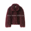 Neo Mint Faux Mongolia Sheep Fur Coat for Women Fluffy Warm Chic Streetwear Outerwear