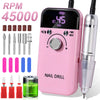 45000 RPM Rechargeable Portable Nail Drill - Low-Noise Electric Manicure File for Salon & Home