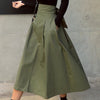 Women's Korean A-Line Ankle-Length Skirt High Waist Bow Solid Color Long Swing Skirt