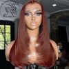 Chocolate Brown 13x6 Layered Straight Lace Front Wig - HD Transparent Swiss Lace, Glueless Synthetic Hair for Women