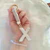 Sparkling Rhinestone Initial Keychain - Round Alloy Letter Charm with Crystal Pendant
