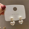 Imitation Pearl Heart & Round Stud Earrings for Women – Elegant Wedding, Party & Valentine Gifts