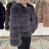 Women's White Faux Fox Fur Coat – Slim Plush Faux-Fur Winter Jacket