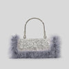 Ostrich Feather Rhinestone Evening Bag – Faux Fur Tassel Crossbody Baguette Purse, Glitter Party Clutch (23 x 5 x 10 cm / 9.1 x 2.0 x 3.9 in)