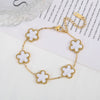 Adjustable Stainless Steel Five-Flower Clover Bracelet for Women Gold Rose Gold Silver