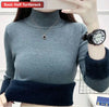 Women's Turtleneck Velvet Lined Knit Sweater - Thick Warm Slim Pullover