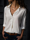 Women’s Chiffon V-Neck Blouse - Loose Long Sleeve Oversized Tunic Top for Office & Casual