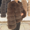 Women's White Faux Fox Fur Coat – Slim Plush Faux-Fur Winter Jacket