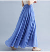 Cotton Linen Ankle-Length Maxi Skirt for Women, Y2K Harajuku Casual Streetwear, Shirred Waist