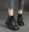 Women's Korean Style Lace-Up Flat Ankle Boots Soft Non-Slip PU Upper for Spring/Autumn
