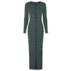 ZJYT Striped Knit Midi Sweater Dress – O-Neck Long Sleeve Slim Straight Casual Autumn/Winter Dress for Women