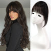 Black 100% Human Hair Clip-In Bangs for Women - Airy Wispy Fringe with Sideburns, Blunt Cut Hairpiece Extensions for Daily Wear