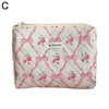Quilted Bow & Flower Makeup Bag – Zipper Cosmetic Organizer Pouch, Portable Toiletry Clutch for Women & Girls
