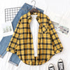 Loose Women's Plaid Shirt – College Style Long-Sleeve Checked Blouse, Casual Loose-Fit Top