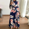 Women's Floral Boho A-Line Maxi Dress Short Sleeve High-Waist Flowy Beach Dress