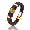 Vintage Multilayer Brown Leather and Stainless Steel Men's Beaded Bracelet 18.5/20.5/22 cm (7.3/8.1/8.7 in)