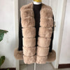 Women's Faux Fur Knit Cardigan with Faux Fox Fur Collar – Elegant Puff Sleeve Sweater Coat