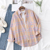 Women's Casual Loose Plaid Flannel Shirt - College Style Long-Sleeve Button-Up Blouse