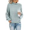 Plus Size Women's Knit Turtleneck Sweater Pullover (S-3XL) - Long Striped Loose Fit