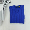 Women's Oversized V-Neck Cotton Knit Sweater - Long Sleeve Casual Pullover for Autumn Winter