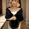 Handmade Faux Fox Fur Shawl - Polyester Long Wedding & Party Wrap (53-69 in / 135-175 cm)