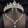 Opal Blue Bridal Tiara Jewelry Set – Crown, Necklace & Earrings for Wedding, Prom & Pageant