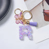 A-Z Sequined Initial Keychain with Purple Butterfly Tassel – Resin Letter Charm Keyring for Women & Girls, Backpack & Purse Accessory