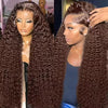 13x4/13x6 Chocolate Brown HD Lace Front Deep Wave Human Hair Wig - Pre-Plucked Transparent Lace