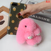 Fluffy Real Rabbit Fur Bunny Pom Pom Keychain 15 cm (5.9 in) for Bag & Car
