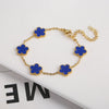Adjustable Gold-Plated 316L Stainless Steel Clover Flower Bracelet — Five-Leaf Petal Charm for Women, Hypoallergenic Gift