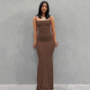 Spaghetti Strap Black Bodycon Trumpet Maxi Dress Y2K Sleeveless Long Evening Dress