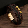 Men's Multi-Layer Woven Leather Bracelet with Alloy Magnetic Buckle - Punk Style, 19/21/23 cm (7.5/8.3/9.1 in)