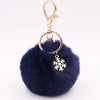 Snowflake Pom Pom Keychain for Women Soft Fur Car Key Ring Christmas Gift