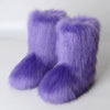Women's Faux Fur Mid-Calf Snow Boots - Fluffy Plush Winter Warm Flat Outdoor Fashion Boots