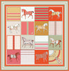 90 x 90 cm (35 in) Checkered Horse Print Twill Silk Square Scarf, Women's Luxury Bandana Shawl Hijab Neckerchief