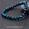 Blue Tiger Eye Beaded Bracelet - Natural Round Stone Beads 6/8/10mm, Minimalist Unisex