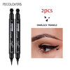 2-in-1 Liquid Eyeliner Pen with Moon Stamp, Waterproof Long-Lasting Black