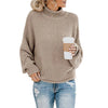 Plus Size Women's Knit Turtleneck Sweater Pullover (S-3XL) - Long Striped Loose Fit